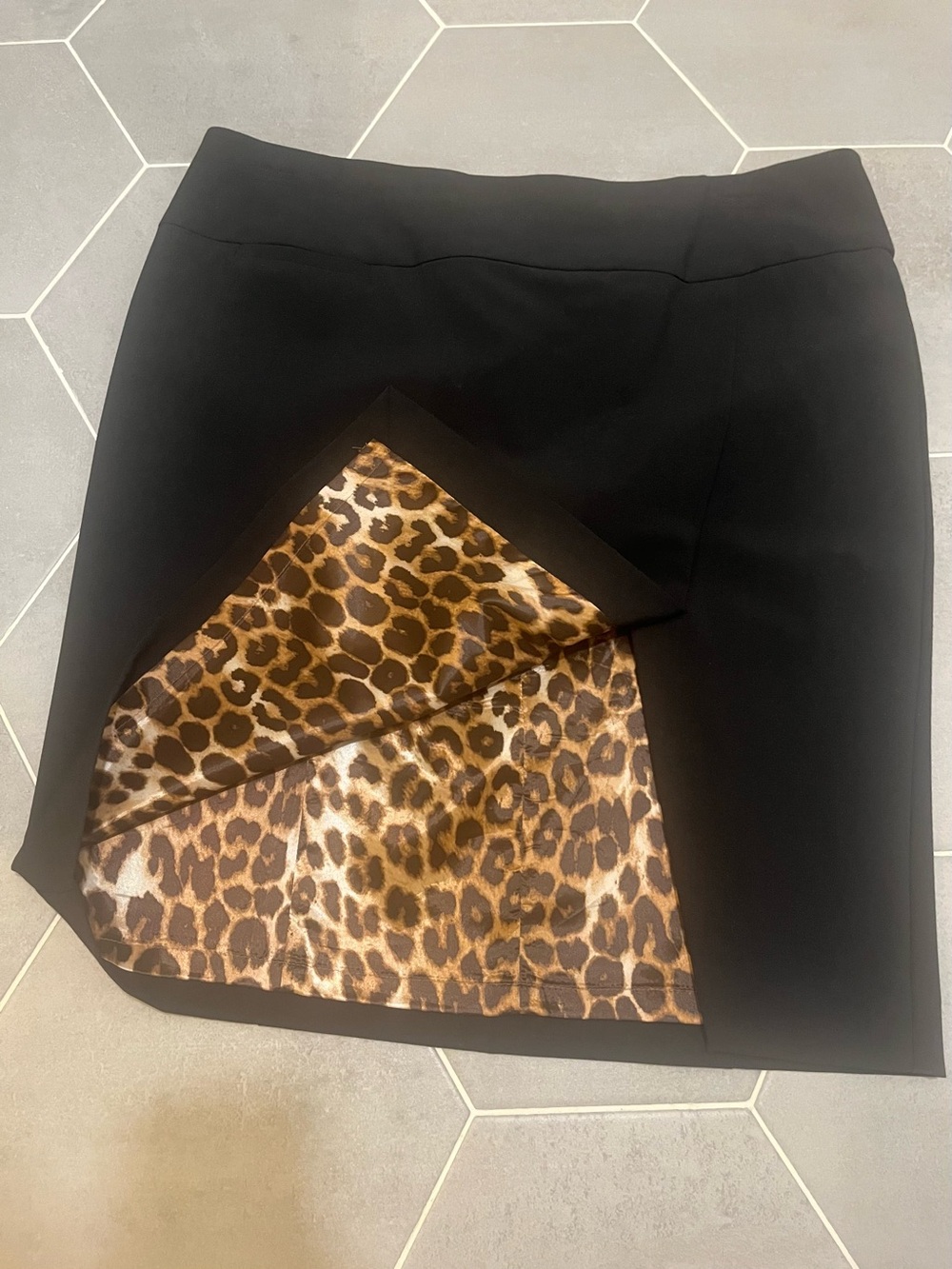 Express Black Pencil Skirt with Leopard Accent